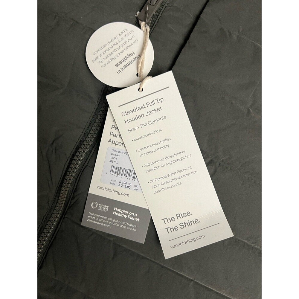 Vuori Men’s Steadfast Jacket Full Zip Puffer Hooded Outerwear Balsam Sz XL New - Picture 3 of 8